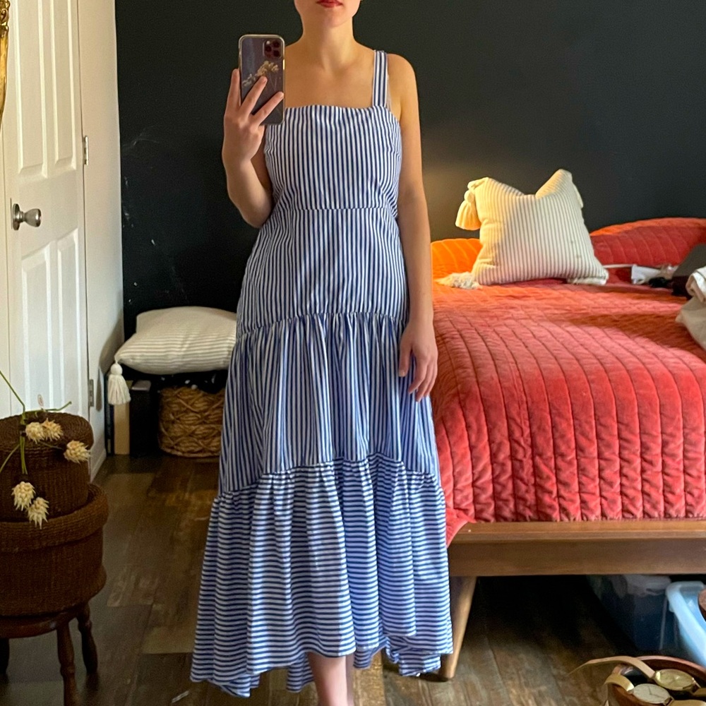 Stripe blue white classy dress size 2 Banana Republic